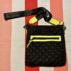 Steve Madden Black and Neon Yellow Crossbody Bag